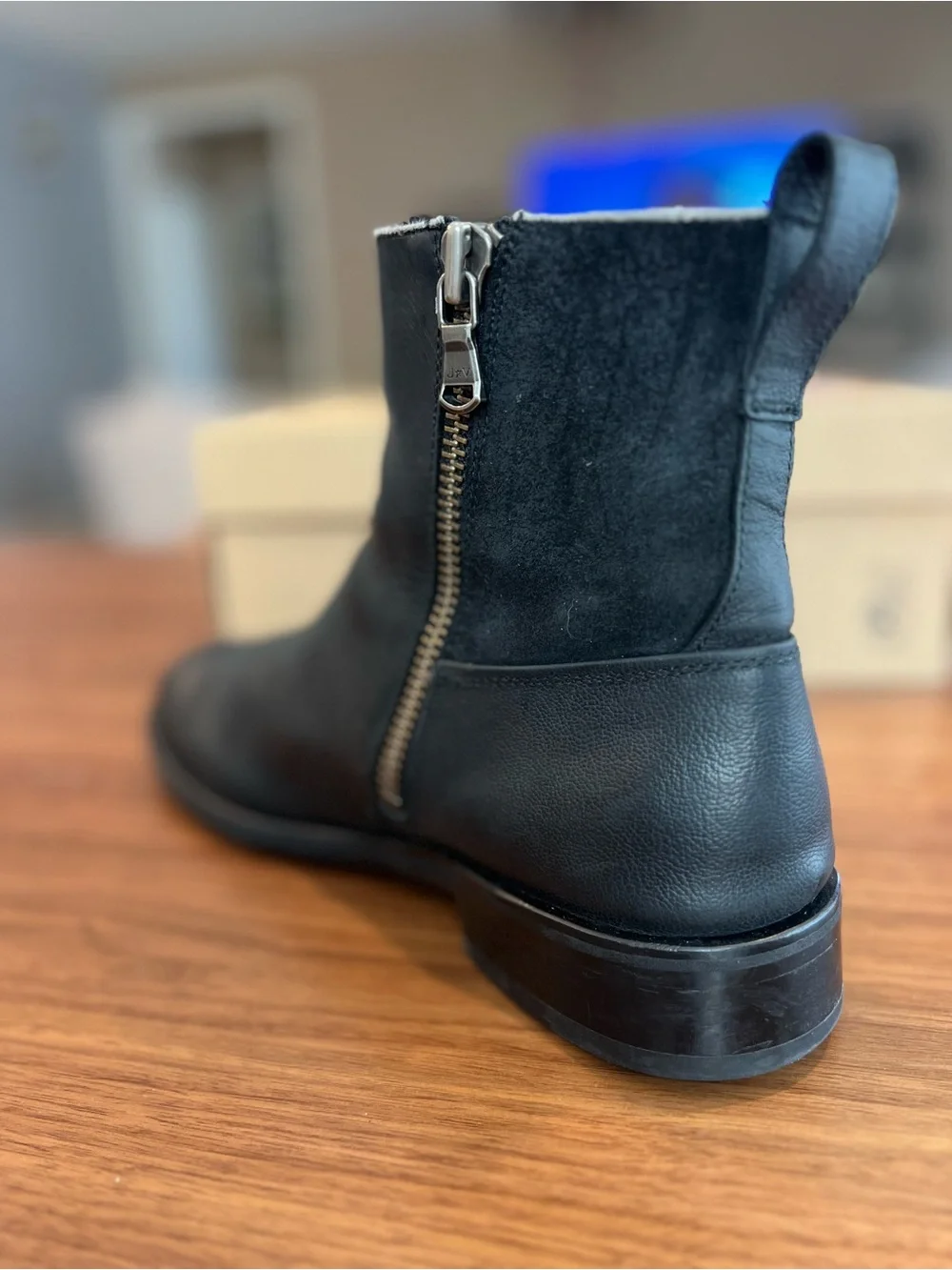 John Varvatos Black Leather Ankle Boots with Stud Details